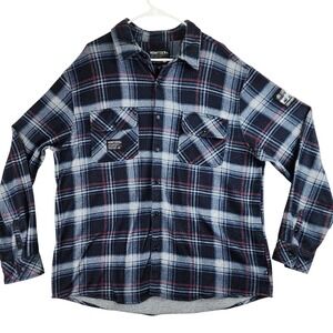 Howitzer Plaid Flannel Button Up Shirt Mens XL Navy Blue Patriotic Tactical